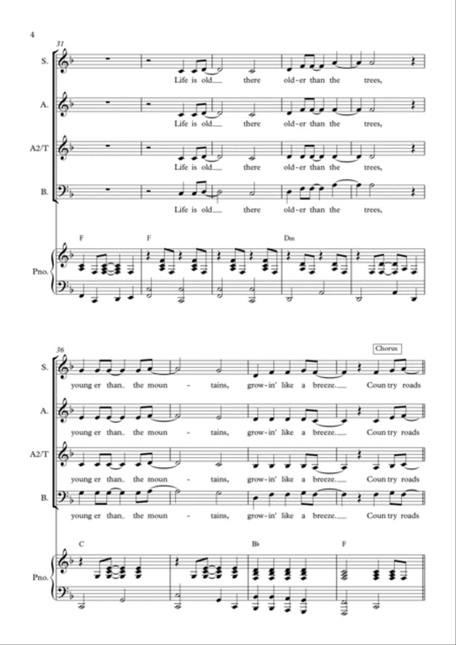 Take Me Home, Country Roads Choir scores gallery preview page 4