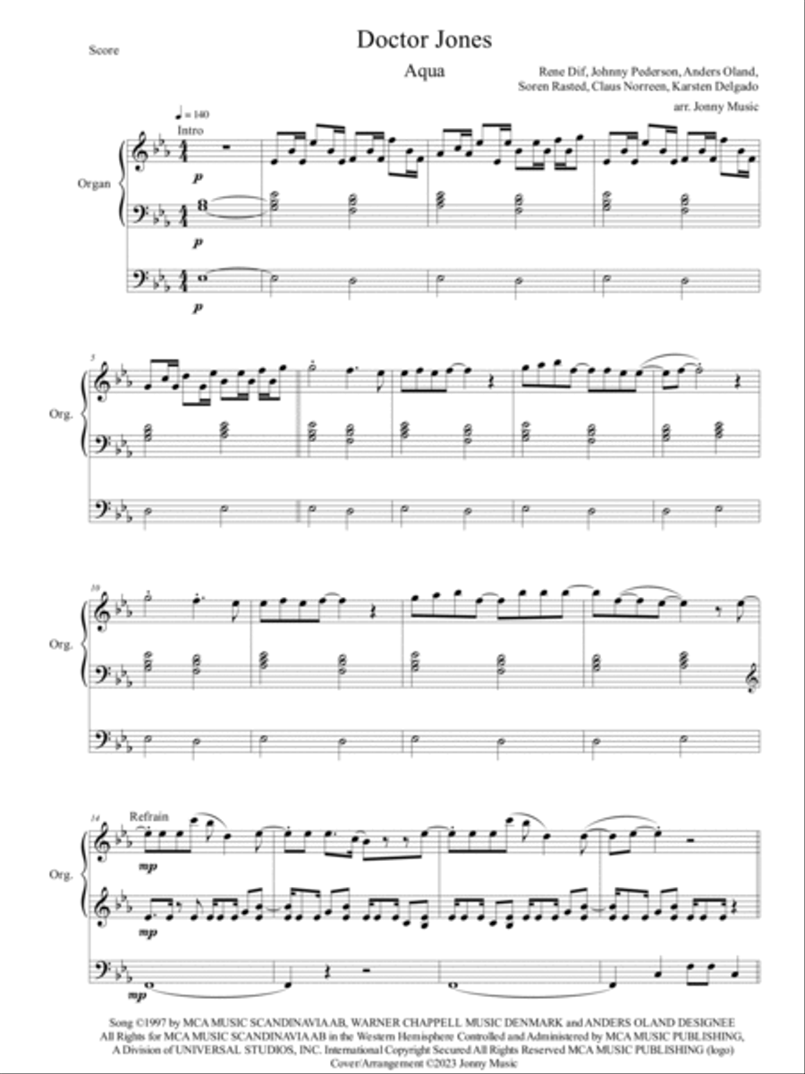 Doctor Jones Organ Solo scores gallery preview page 2