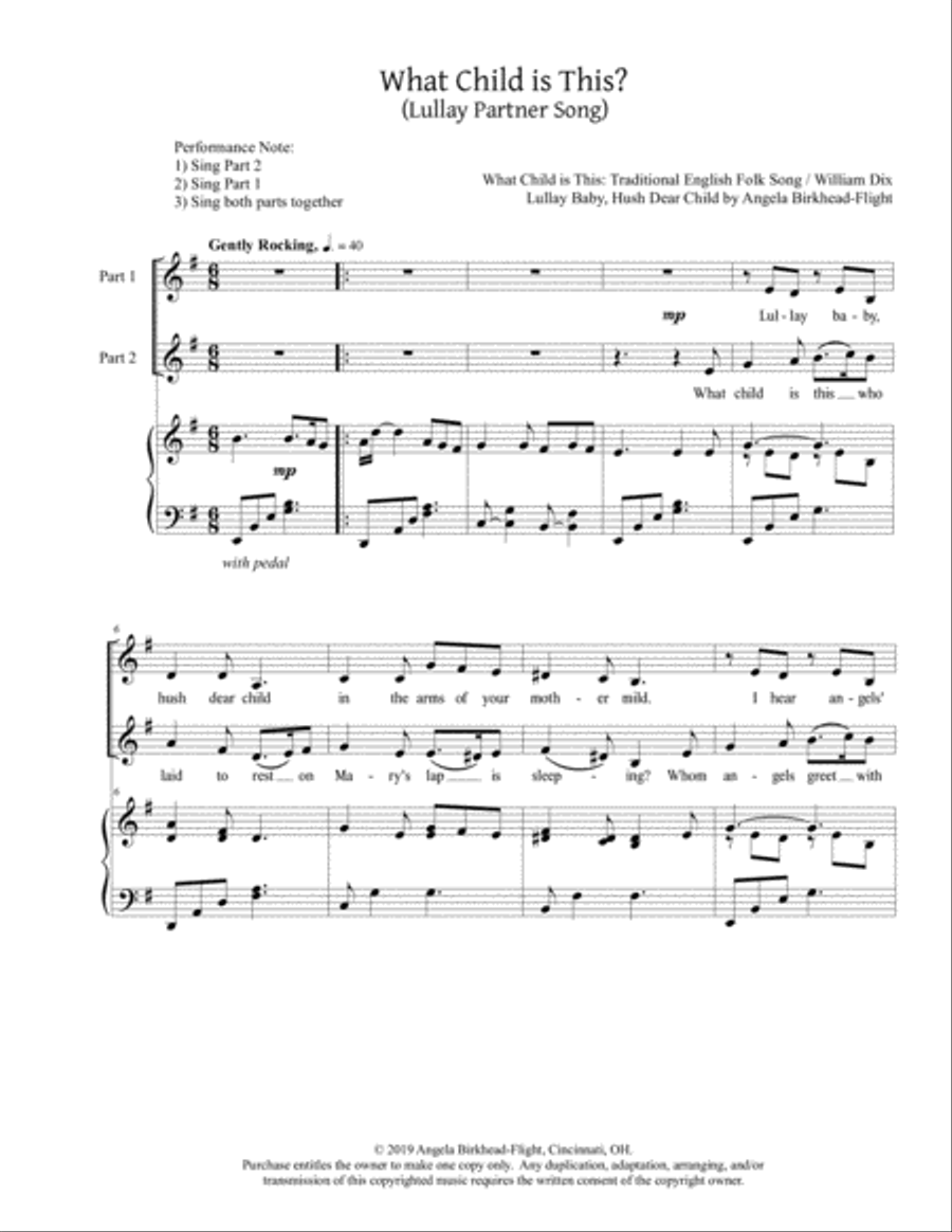 What Child is This? (Lullay Partner Song) SA scores gallery preview page 1