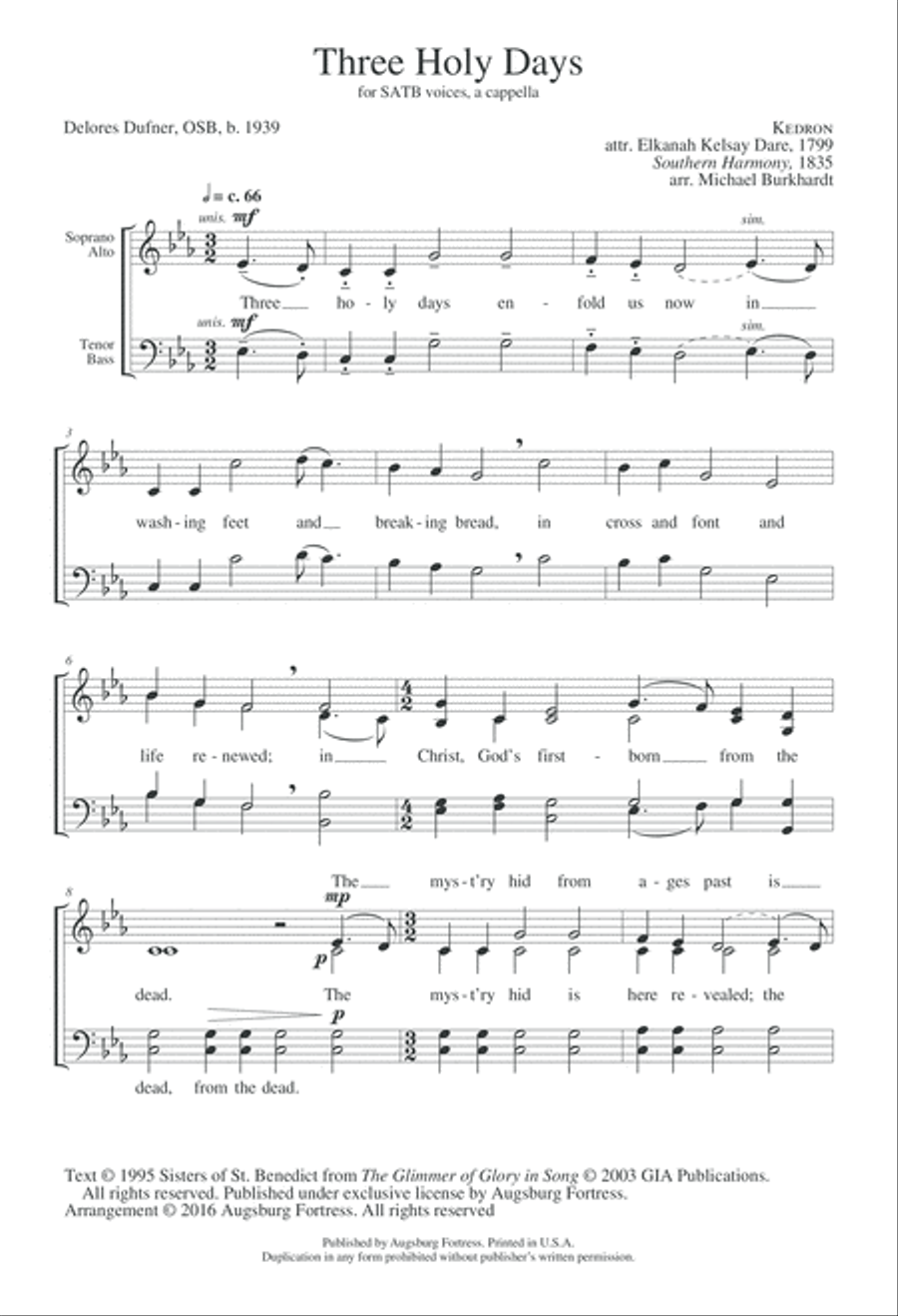 Three Holy Days 4-Part scores gallery preview page 3