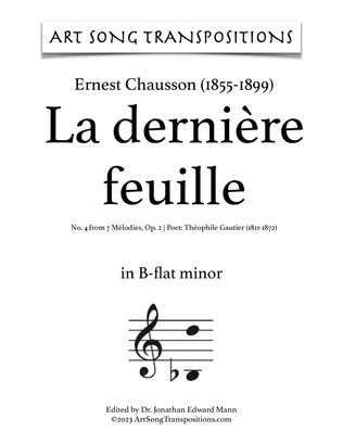 CHAUSSON: La dernière feuille, Op. 2 no. 4 (transposed to B-flat minor)