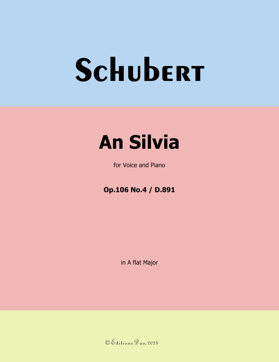 An Silvia, by Schubert, D.891, in A flat Major Voice scores gallery preview page 1