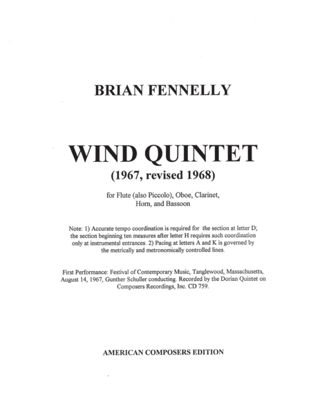[Fennelly] Wind Quintet