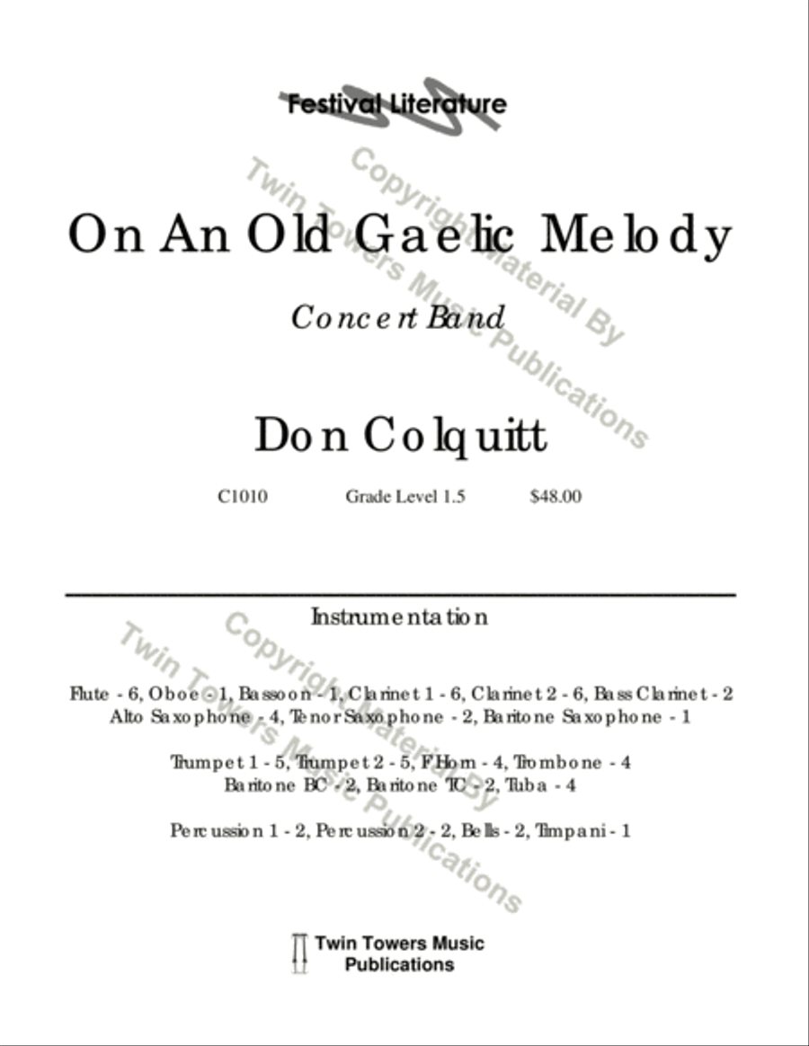 On An Old Gaelic Melody Concert Band scores gallery preview page 2