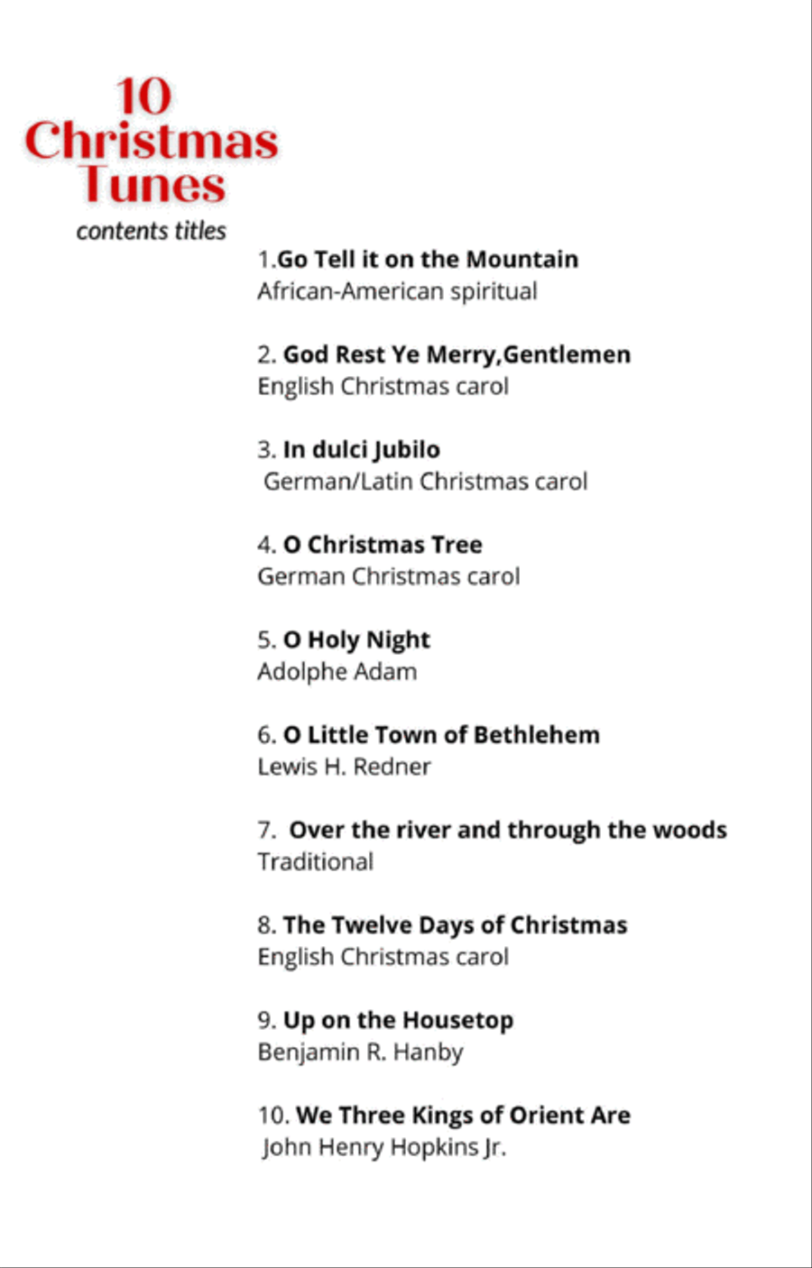 10 easy Christmas Tunes for String Quartet (set of parts) image number null