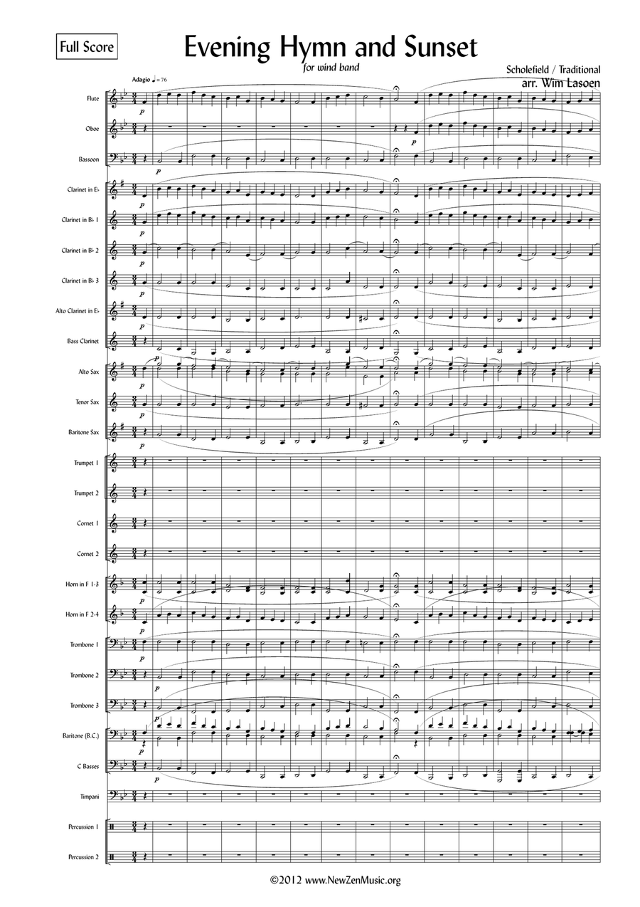 Evening Hymn & Sunset Concert Band scores gallery preview page 1