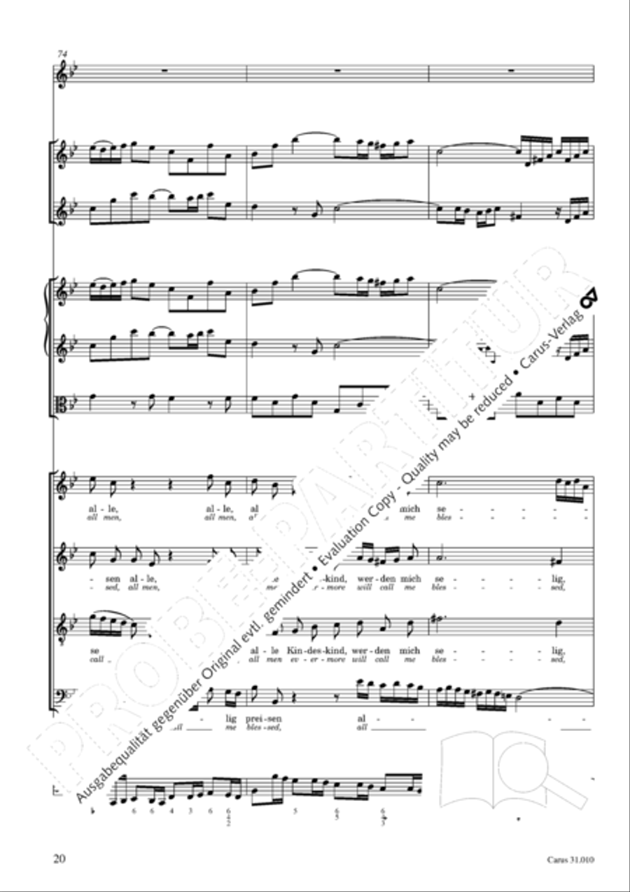 Magnify the Lord, my soul (Meine Seel erhebt den Herren) 4-Part scores gallery preview page 16