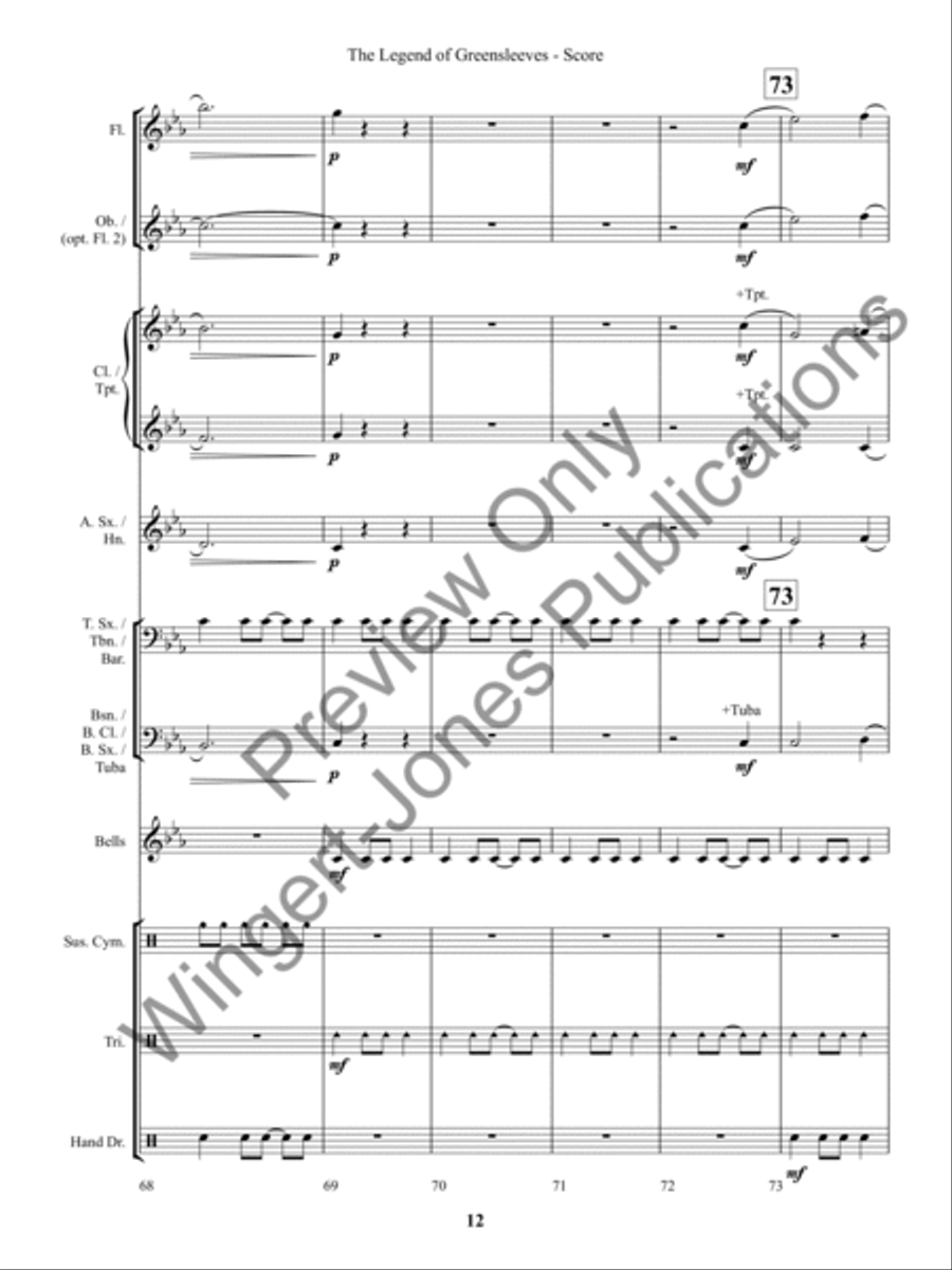 The Legend of Greensleeves (Score) Concert Band scores gallery preview page 15