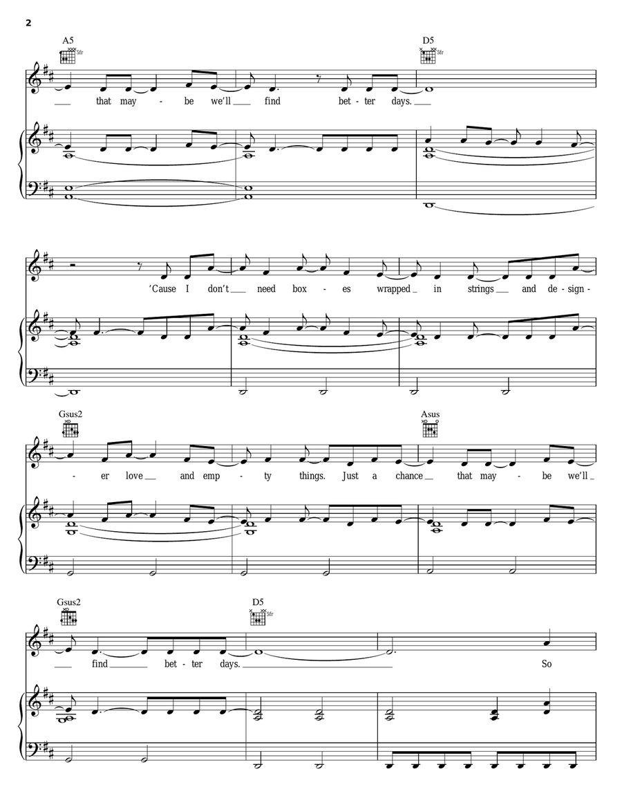 Better Days Piano, Vocal, Guitar scores gallery preview page 2