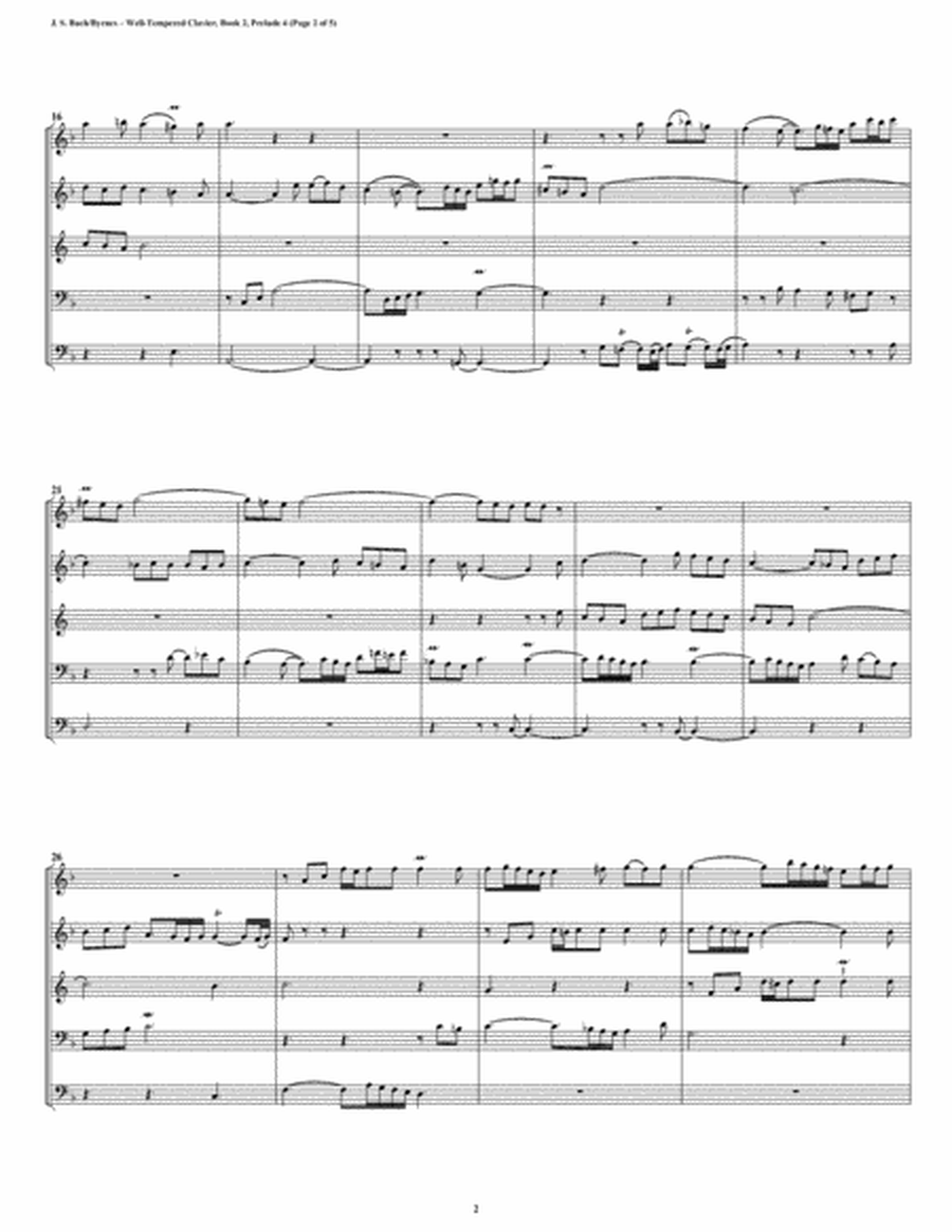 Prelude 04 from Well-Tempered Clavier, Book 2 (Double Reed Quintet) image number null