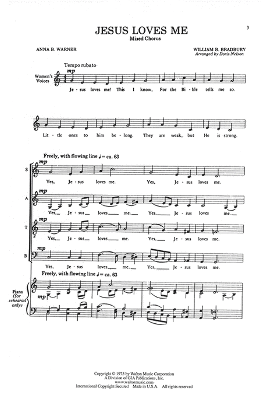 Jesus Loves Me 4-Part scores gallery preview page 2