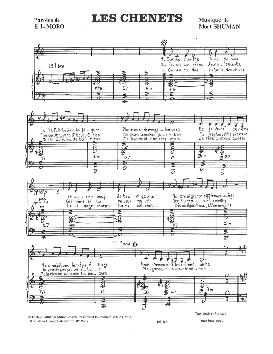 Les Chenets Piano, Vocal scores gallery preview page 1