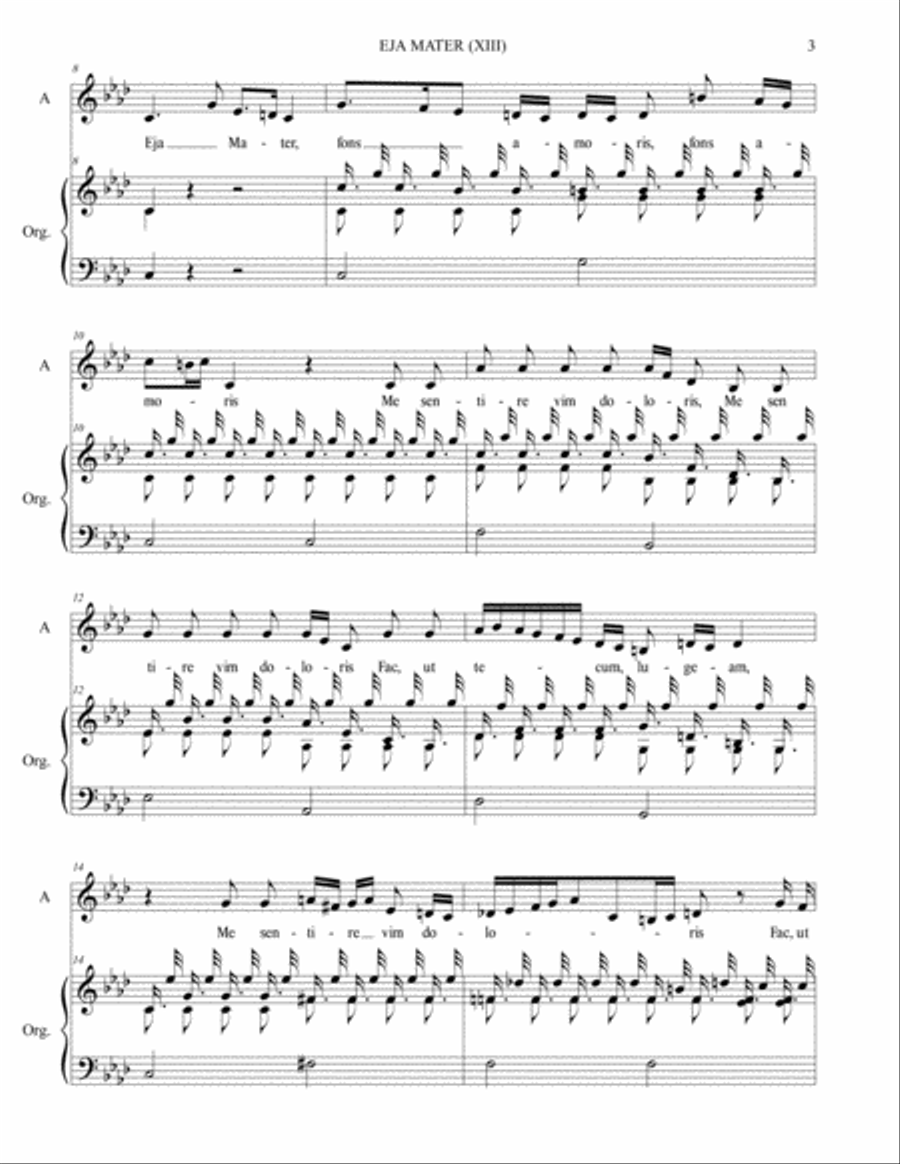 EJA MATER (XIII) - (From Stabat Mater- RV 621) - For Alto,and Organ 3 staff Voice scores gallery preview page 3