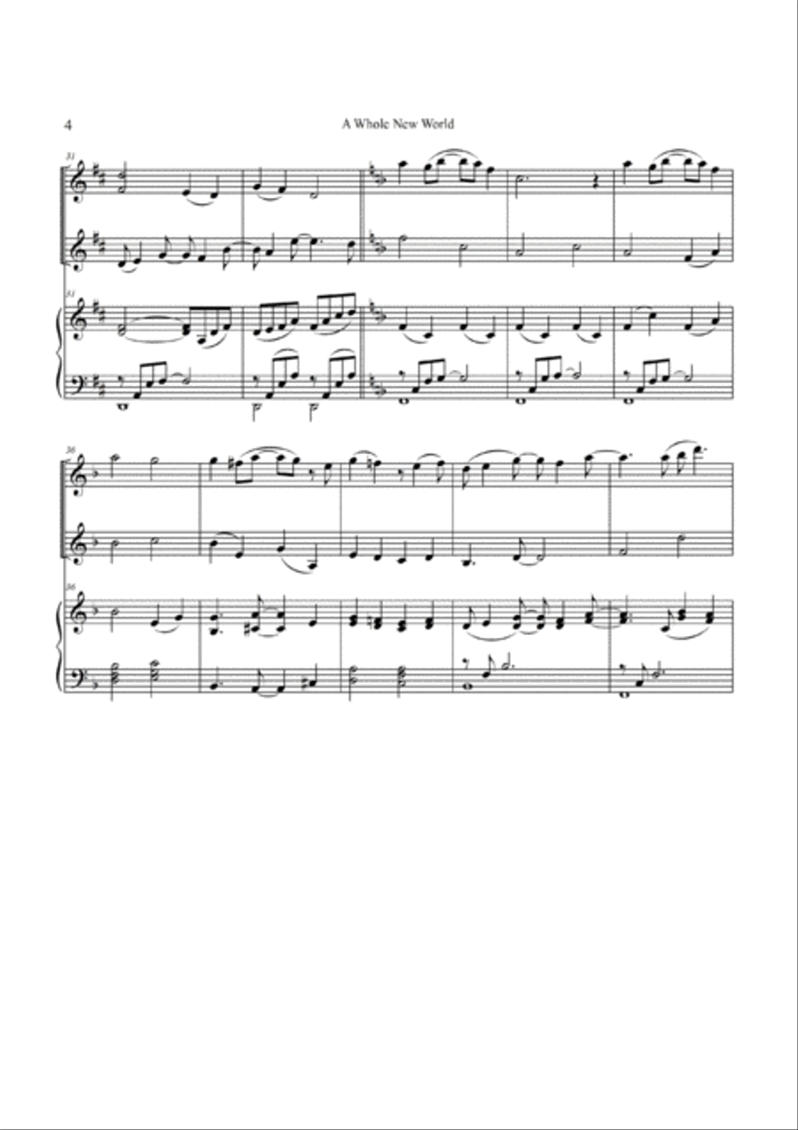 A Whole New World String Duet scores gallery preview page 4