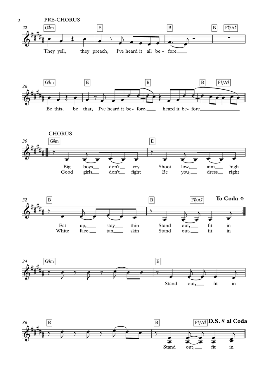 Stand Out Fit In Piano, Vocal scores gallery preview page 2