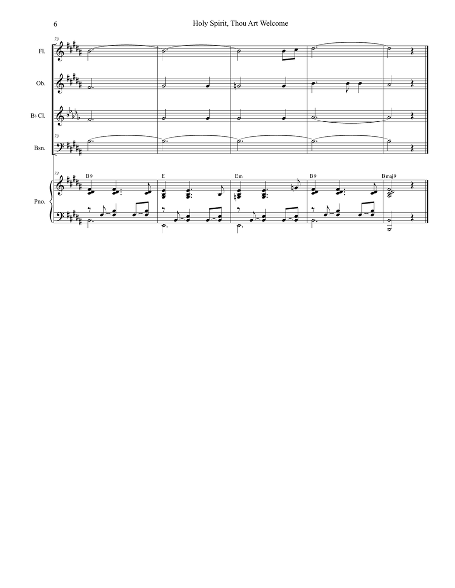 Holy Spirit, Thou Art Welcome Woodwind Quartet scores gallery preview page 6