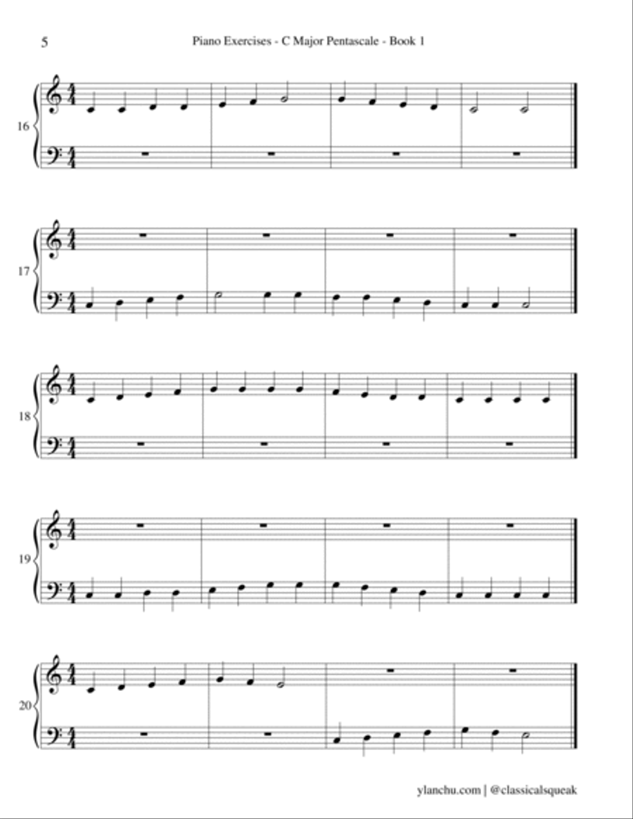 Beginner Piano Exercises - Sight Reading C Major Pentascale Book 1 (Digital PDF Download) Piano Method scores gallery preview page 6