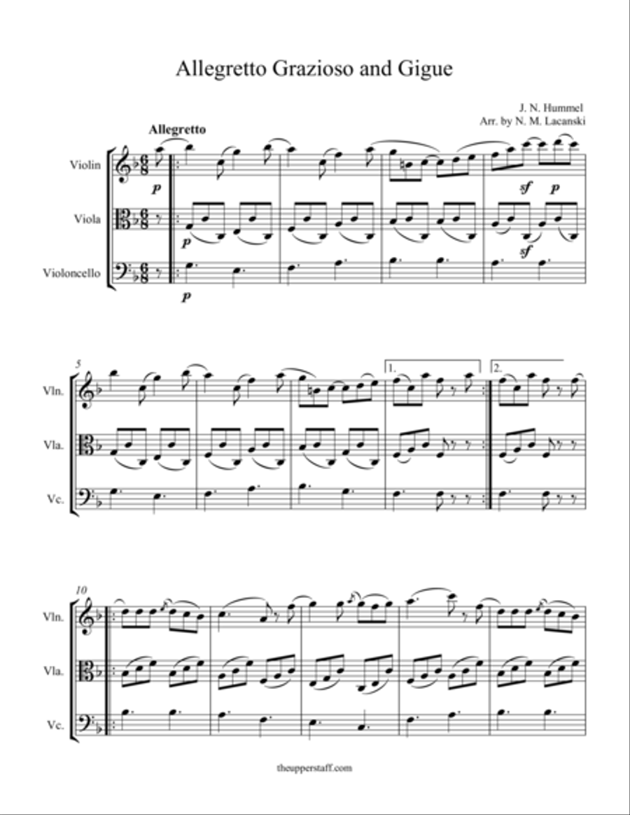 Allegretto Grazioso and Gigue String Trio scores gallery preview page 1