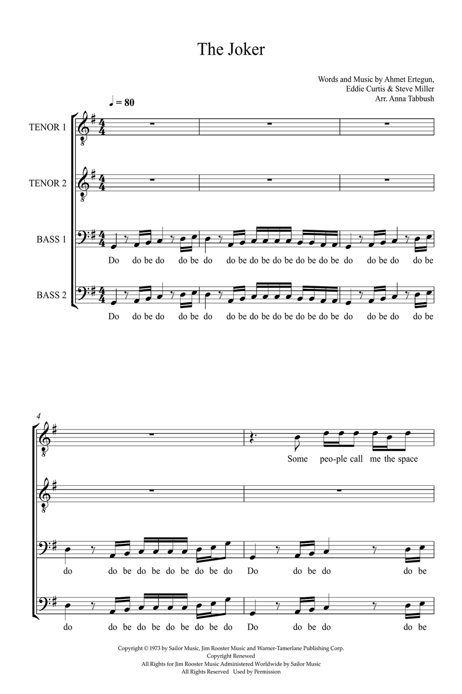 The Joker (arr. Anna Tabbush) TTBB scores gallery preview page 1