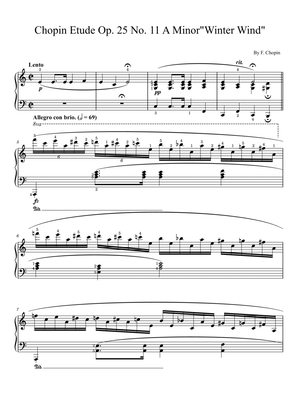 F. Chopin Etude Op.25 No.11 'Winter wind' (With Finger Number),Original Edition,For Piano Solo