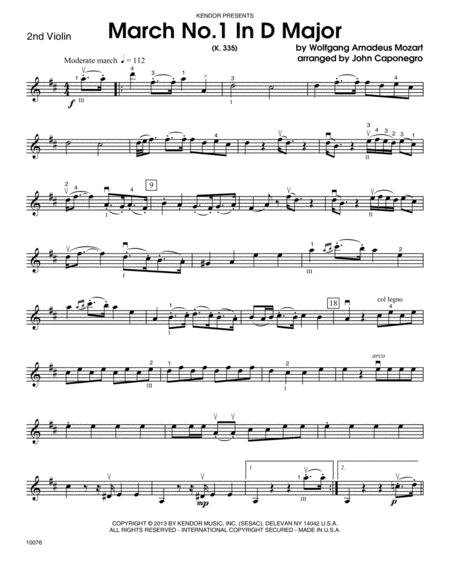 March No. 1 In D Major (K. 335) - Violin 2