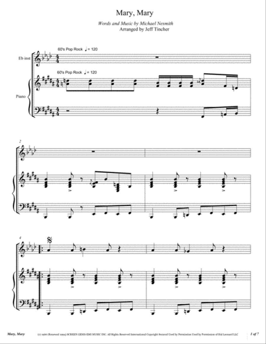 Mary, Mary Mary, Mary Piano scores gallery preview page 2