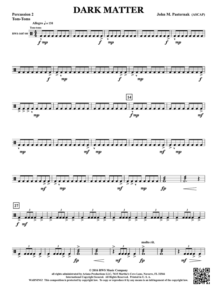 Dark Matter: 2nd Percussion Percussion scores gallery preview page 1