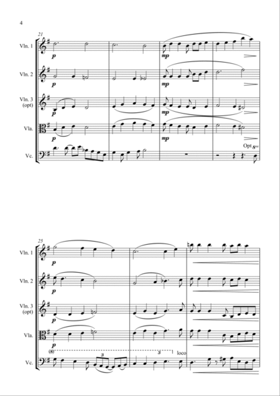 Swing Low, Sweet Chariot - a Jazz Arrangement - For String Quartet String Quartet scores gallery preview page 4