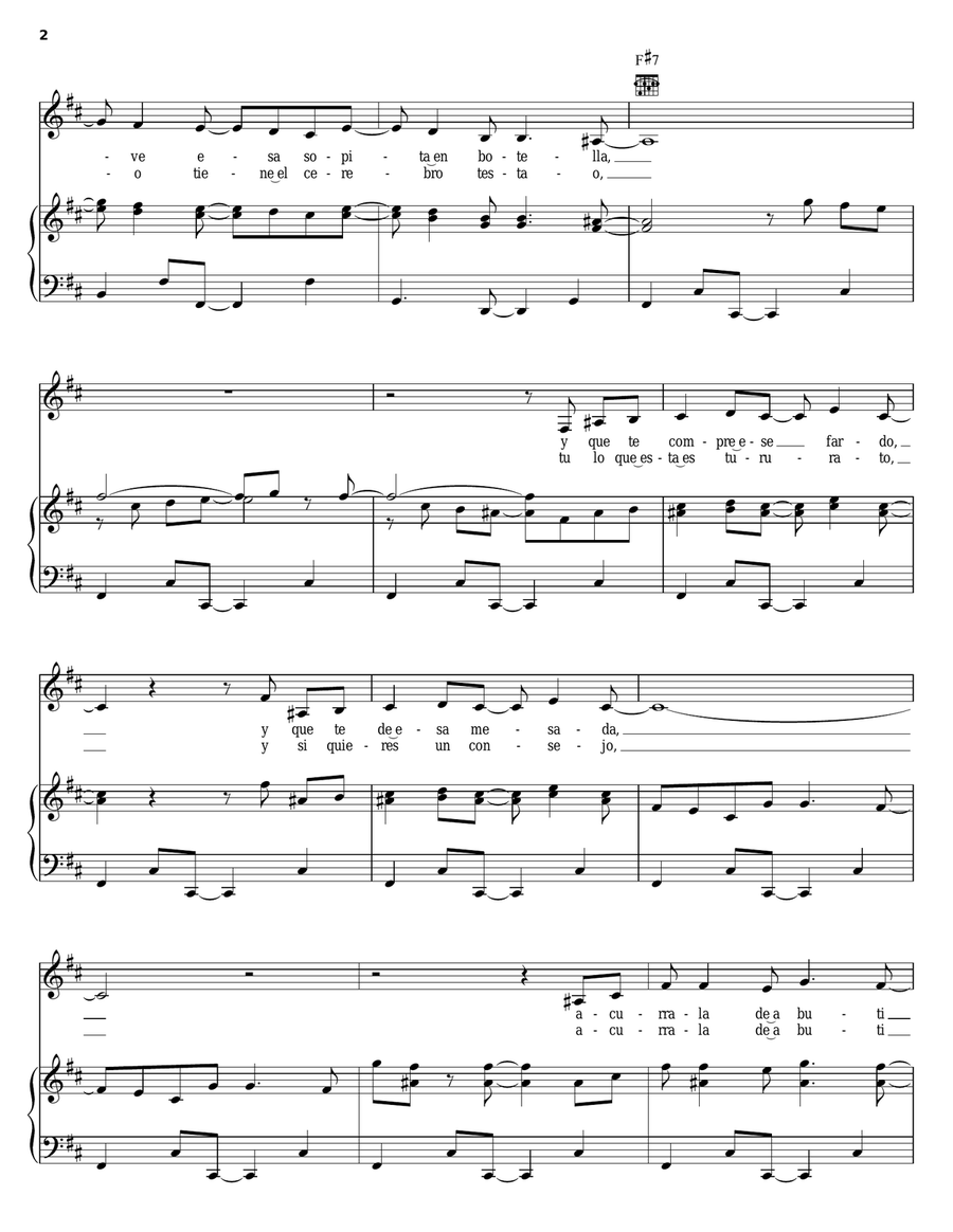 La Sopa En Botella La Sopa En Botella Piano, Vocal, Guitar scores gallery preview page 2
