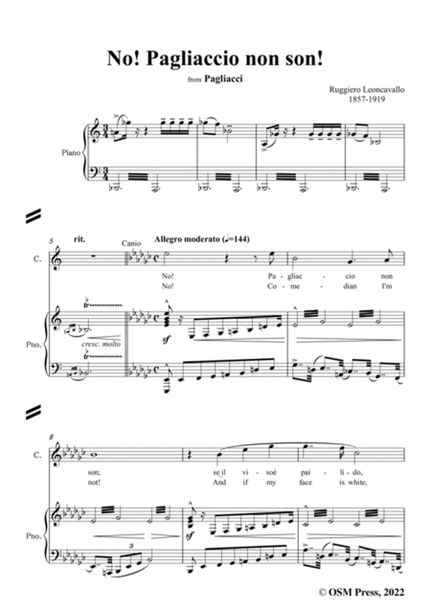 Leoncavallo-No!Pagliaccio non son!,in e flat minor,from 'Pagliacci(Dramma in due atti)',for Voice an