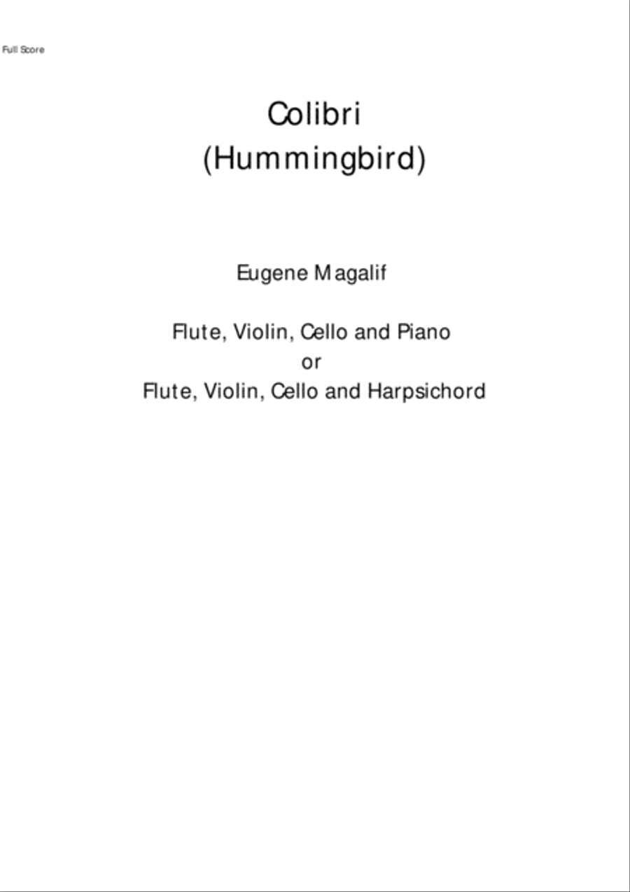 Colibri (Hummingbird) Flute scores gallery preview page 1