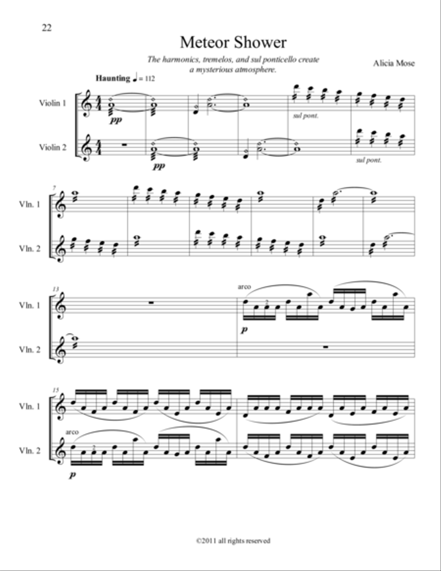 Twelve Canons for Two Violins - Meteor Shower String Duet scores gallery preview page 1