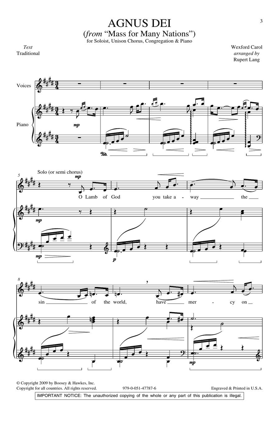 Agnus Dei Agnus Dei Unison Choir scores gallery preview page 1