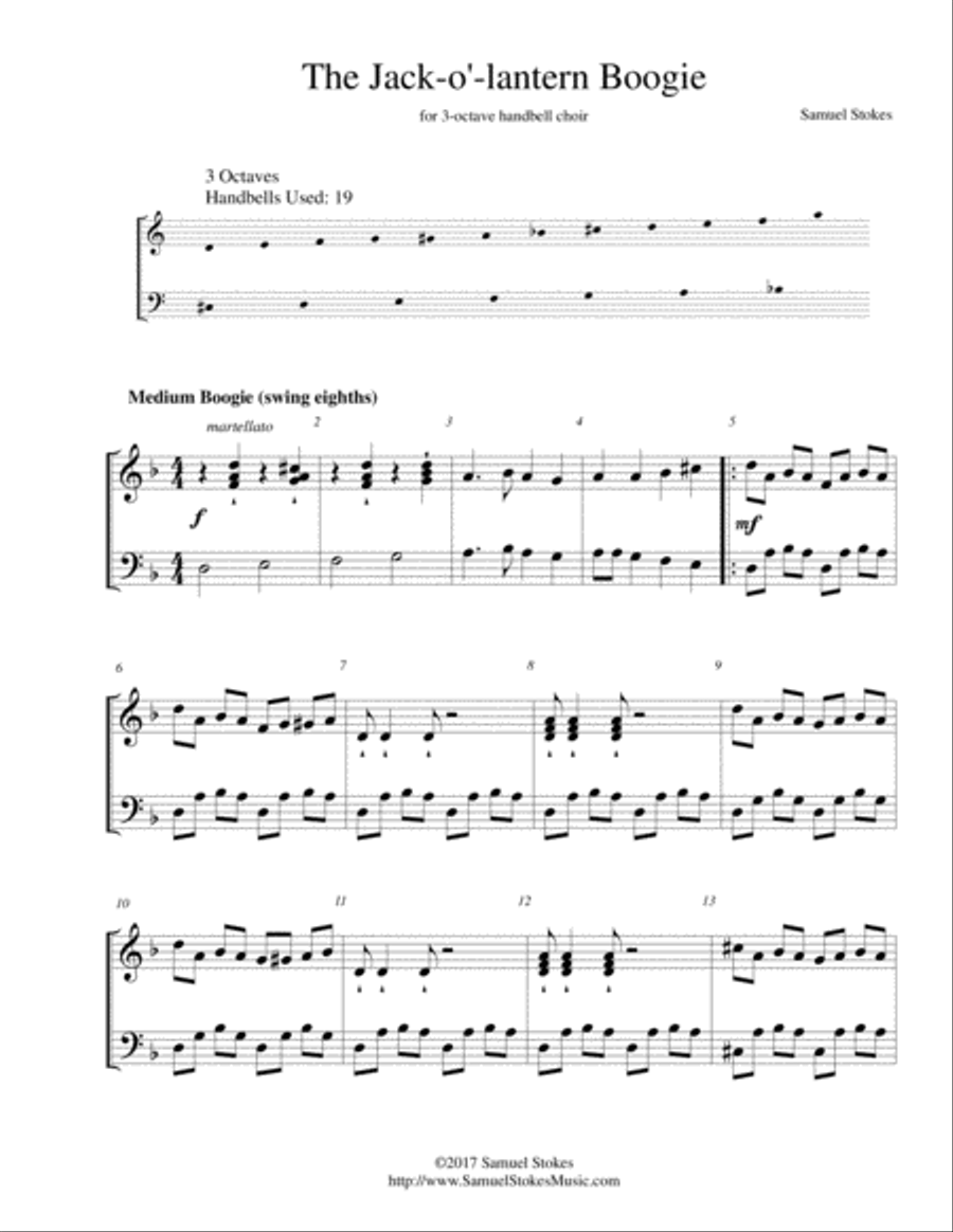 The Jack-o'-lantern Boogie - for 3-octave handbell choir 3-Octaves scores gallery preview page 1
