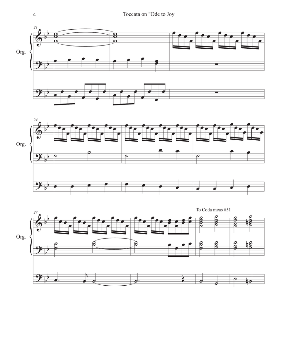 Toccata on Ode to Joy for Oragn Organ Solo scores gallery preview page 4