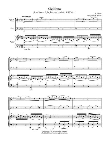 Siciliano BWV 1031 from flute sonata 2 piano trio image number null