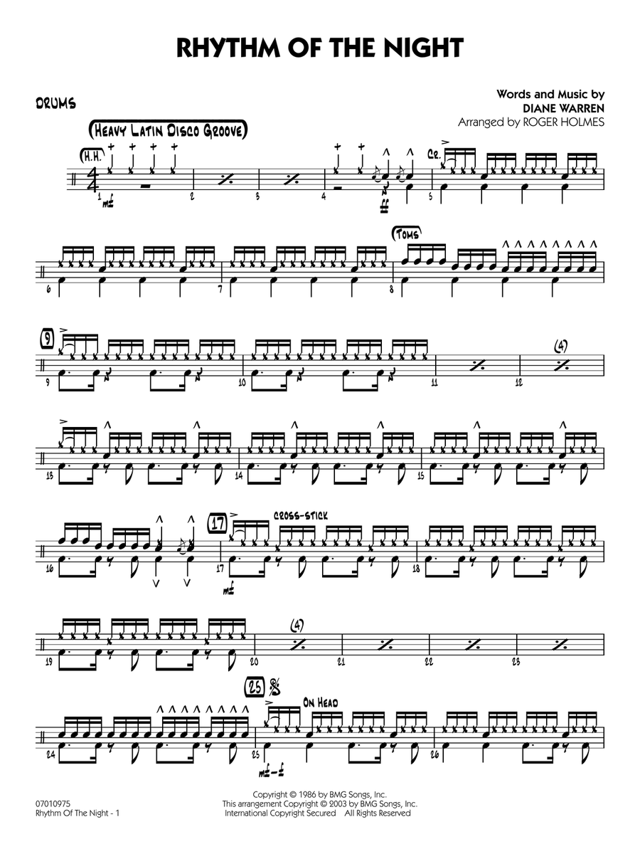 Rhythm of the Night (arr. Roger Holmes) - Drums Jazz Ensemble scores gallery preview page 1