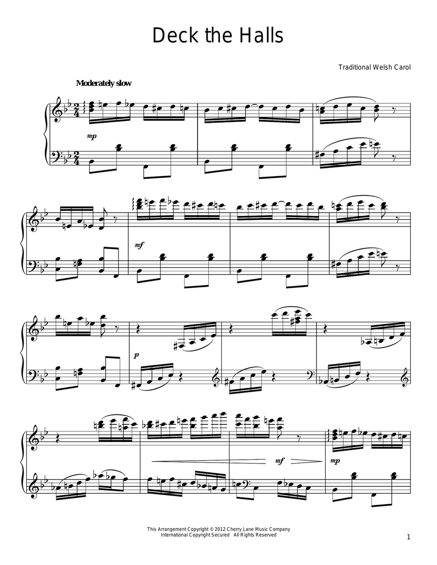Deck The Hall [Ragtime version] Piano Solo scores gallery preview page 1