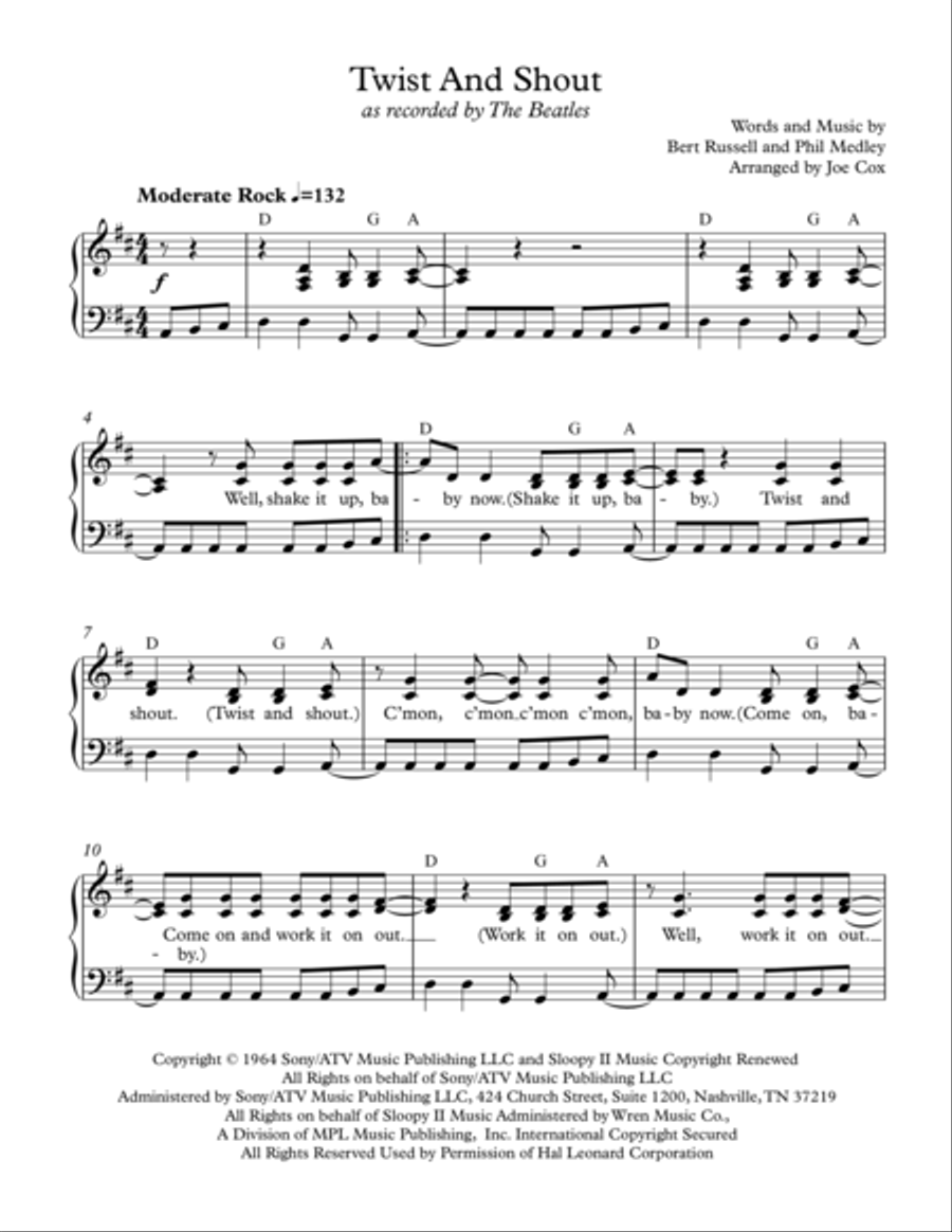 Twist And Shout Voice scores gallery preview page 1