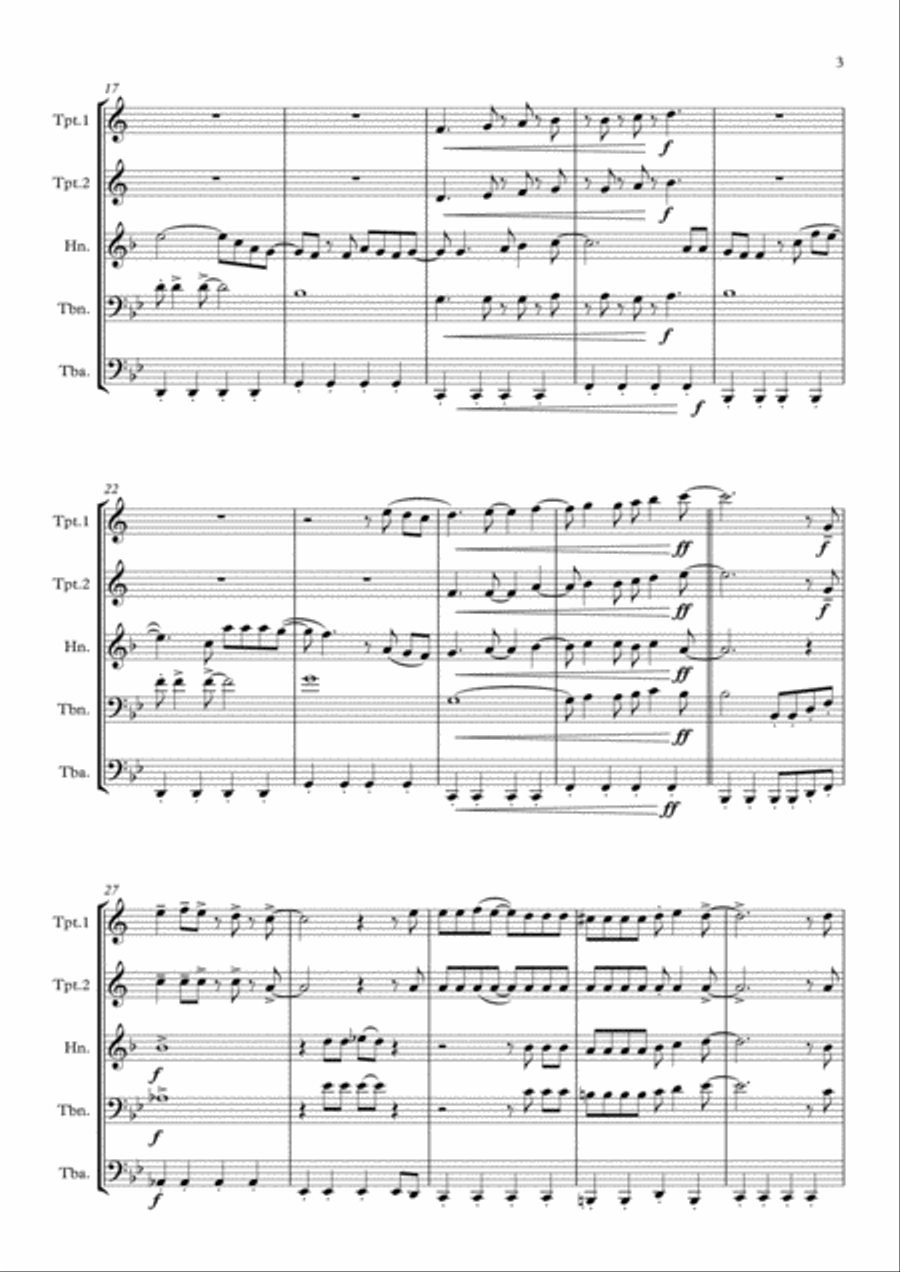 Don't Stop Me Now Brass Quintet scores gallery preview page 3