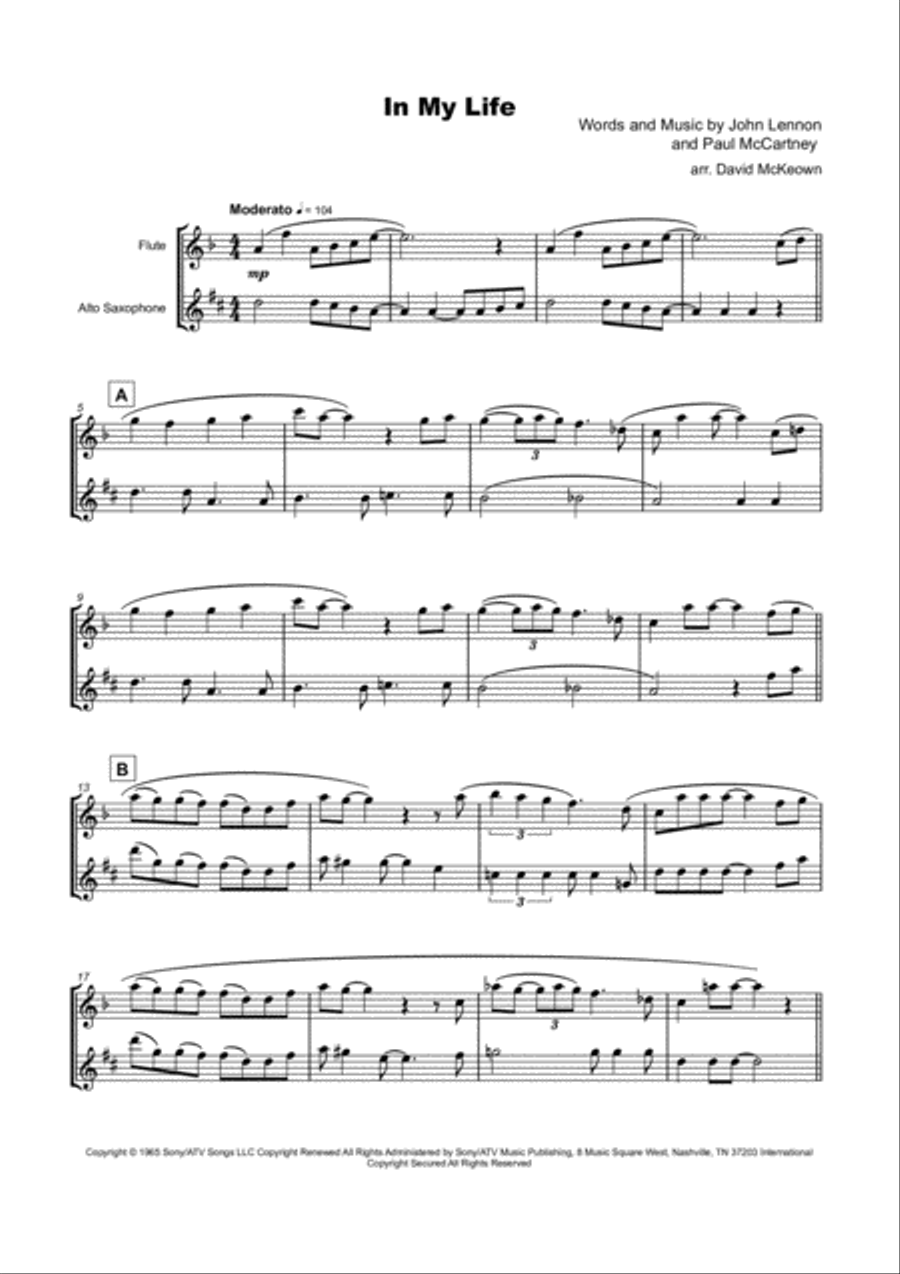In My Life Woodwind Duet scores gallery preview page 2