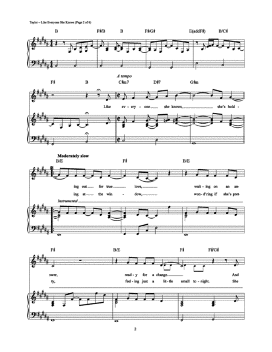Like Everyone She Knows Piano, Vocal, Guitar scores gallery preview page 2