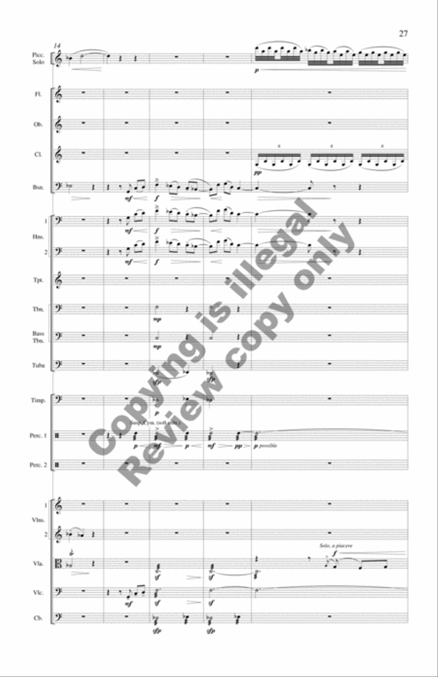 Concerto for Piccolo Solo and Chamber Orchestra (Additional Full Score) Chamber Orchestra scores gallery preview page 18