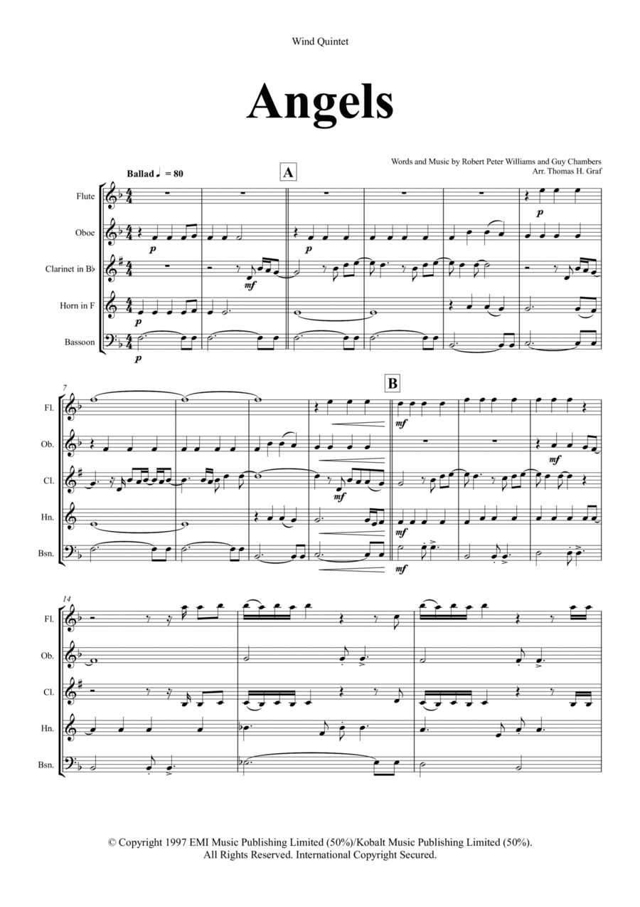 Angels Woodwind Quintet scores gallery preview page 1