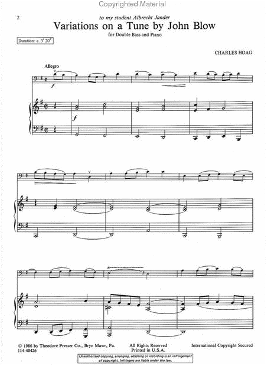 Variations On A Tune By John Blow Chamber Music scores gallery preview page 2