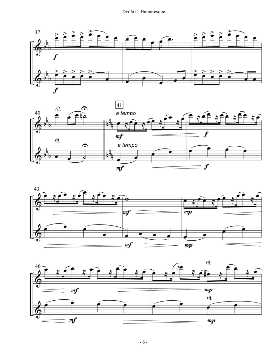 Dvorak's Humoresque - Flute Duet image number null
