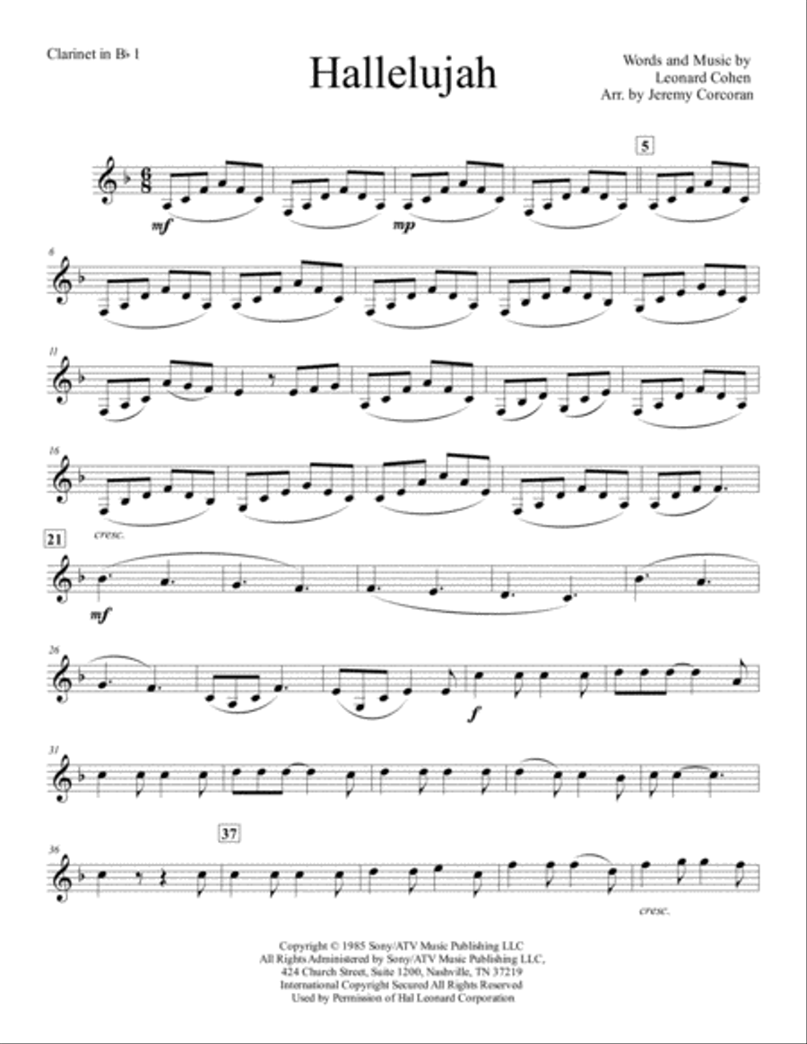 Hallelujah Woodwind Trio scores gallery preview page 6