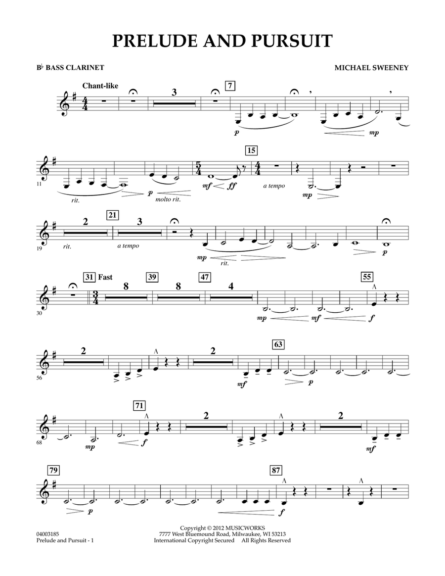 Prelude And Pursuit - Bb Bass Clarinet Concert Band scores gallery preview page 1