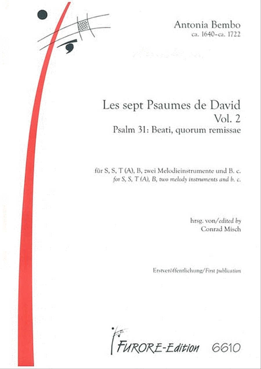 Les sept Psaumes de David Vol. 2 Psalm XXXI: Beati, quorum remissae (S1, S2, T (Altus)), B) Voice scores gallery preview page 1