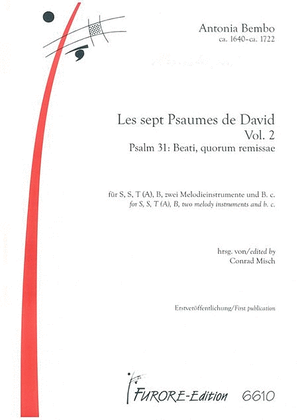 Book cover for Les sept Psaumes de David Vol. 2 Psalm XXXI: Beati, quorum remissae (S1, S2, T (Altus)), B)